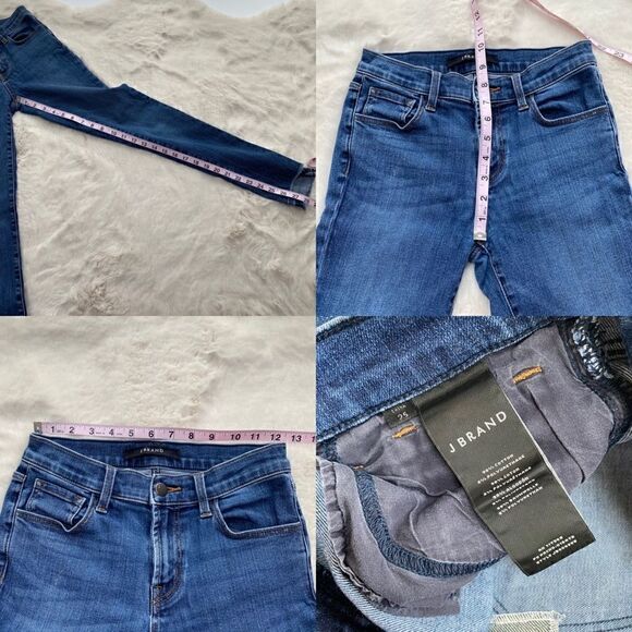 J Brand Raw Edge Asymmetrical Hem Medium Wash Skinny Jeans 25 - Picture 11 of 13